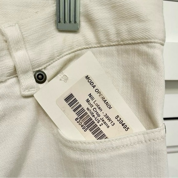 Nili Lotan "The Mott" White Denim Cropped Straight Leg Jeans - MSRP $395 - Picture 3 of 6